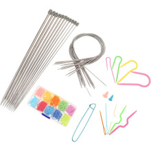 Häkel- und Strickwerkzeugset aus Metall, inklusive Häkelnadel und Maschenmarkierern mit Verriegelung