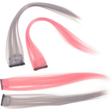 4er-Pack Haarverlängerungen für Damen, kurze Haarteile, nahtlos, blond/rosa, ideal für Partys
