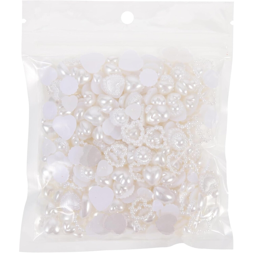 Hkhbjs White Pearl Heart Nail Charms Abs Manicure Accessories For Women Nail Art Lovers