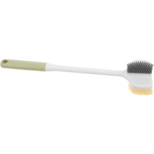 Voetscrubber met lange steel, zachte borstel voor het exfoliëren van de huid, geschikt voor senioren en volwassenen.