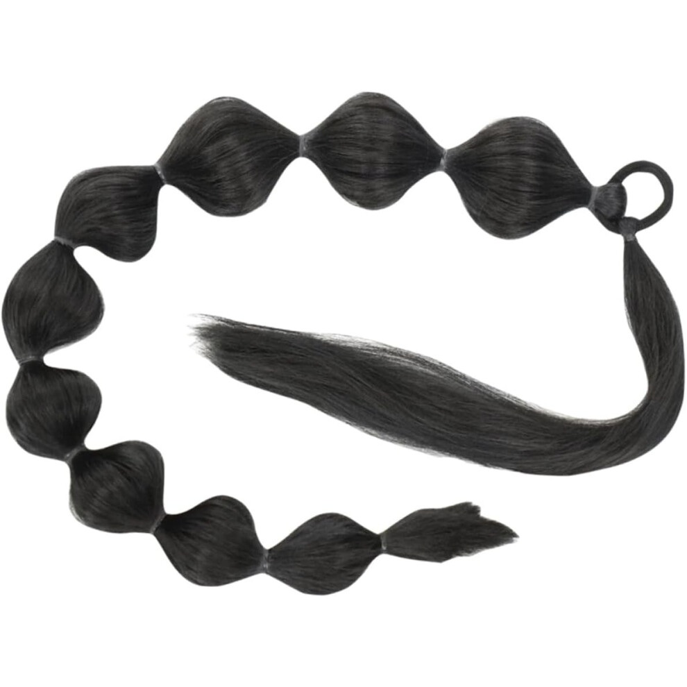 Hkhbjs Unisex Black Bubble Ponytail Wig Synthetic Hair Extension With Hair Tie Long Natural Look WomenâS Bubble Hairpiece For Daily Wear