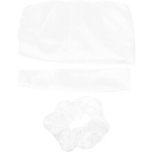 Ensemble de 3 bonnets de nuit tubulaires longs en satin blanc pour femme, avec large élastique – Bonnet de nuit à la maison