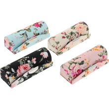 4er-Set Retro-Lippenstiftetuis mit Blumenmuster, Spiegel und festem Verschluss, tragbare Aufbewahrungsboxen aus Stoff