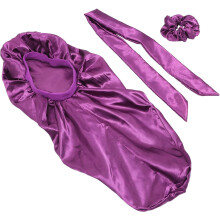 Schlafmütze aus Seide mit elastischem Band, hautfreundlicher Satin, Haarpflegekappe für Damen, für die Nacht