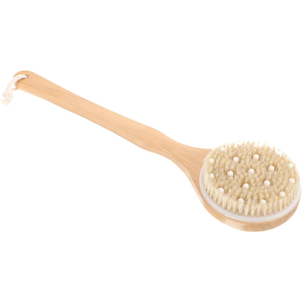 Hkhbjs Beige Ergonomic Long Handle Bath Brush For Showering Body Scrub Brush With Comfortable Bristles Exfoliating Back Scrubber