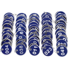 50 Stück blaue Nummernschilder aus Aluminiumlegierung, Gepäckanhänger, Schlüsselanhänger