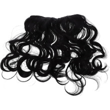 Lockige Clip-in-Haarverlängerungen für Damen, schwarzes, hitzebeständiges Seidenhaarteil