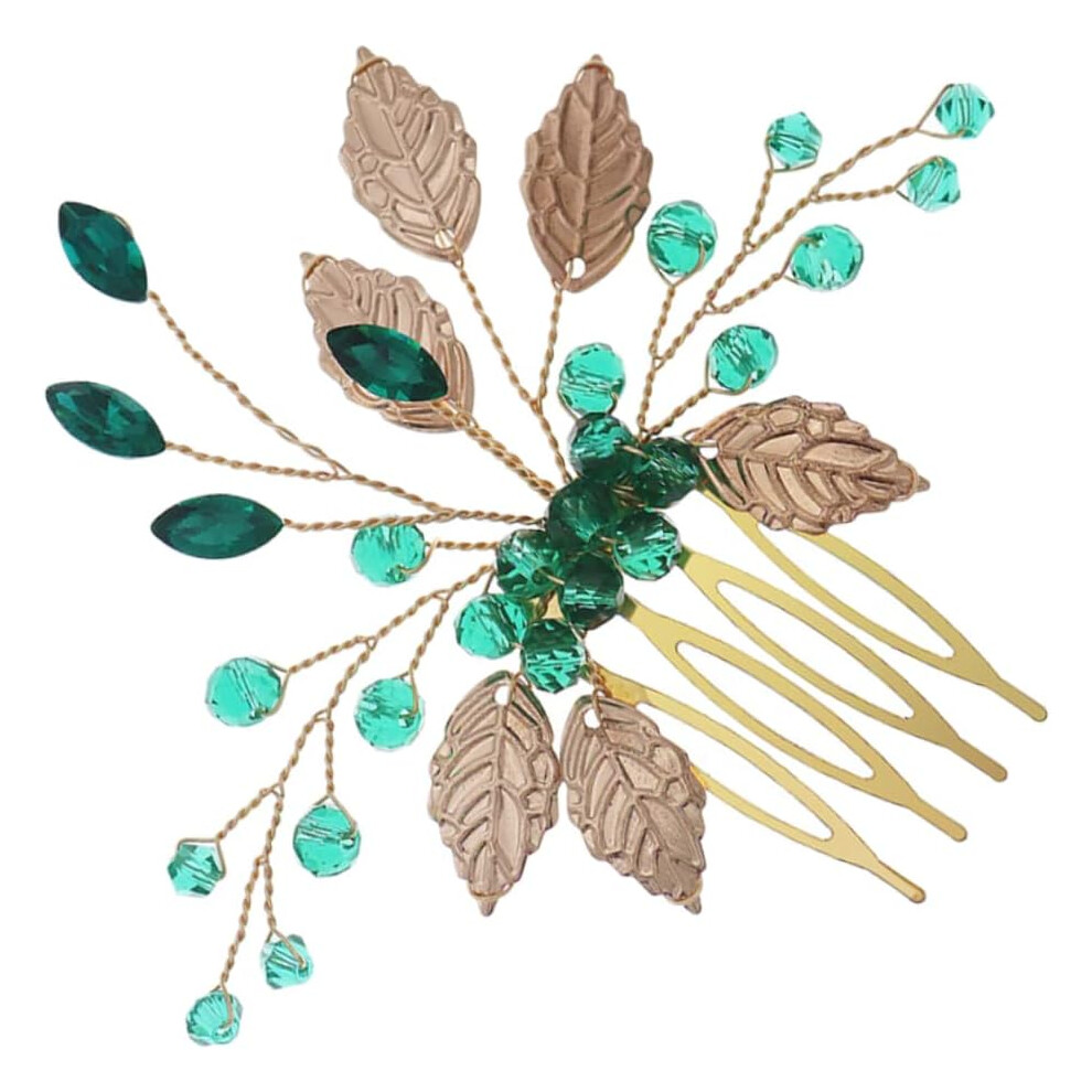 Hkhbjs Rhinestone Hair Comb Wedding Bride Headpiece Crystal Hair Accessories For Bridal Shower Leaves Design For Wedding Dress