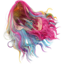Kurze, bunte Meerjungfrauenperücke für Damen, regenbogenfarben, lockig, gewellt, synthetisches Haar, Halloween-Cosplay-Party-Mütze