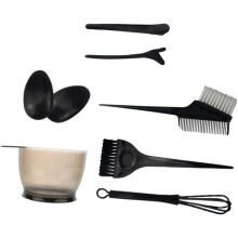 Professionele haarverfset, 7-delige zwarte set met haarverfborstel voor de kapper.