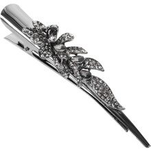 Vintage Haarspange in Entenschnabelform aus Metall mit Strasssteinen, Damen und Mädchen, Partyaccessoires, großer Retro-Stil zum Stylen und Abteilen