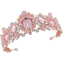 Elegante noiva coroa de cristal chapéu para festa de casamento brilhante coroa noiva acessório de casamento ouro