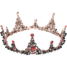 Estilo barroco coroa noiva redonda faixa preto e vermelho casamento cabelo acessório elegante mulheres noiva cabelo Décor