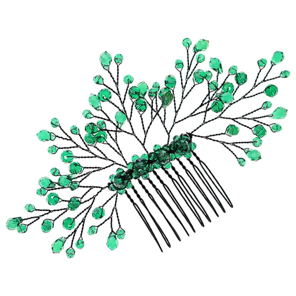Hkhbjs Green Crystal Leaf Hair Comb Headdress Elegant Wedding Hairpin For Brides Bridal Accessories