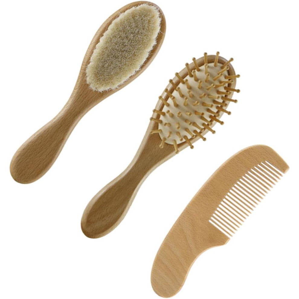 Hkhbjs Unisex Shampoo Brush For Newborns Wool Hair Brush Wooden Hair Comb For Gentle Scalp Massage And Detangling For Boys And Girls
