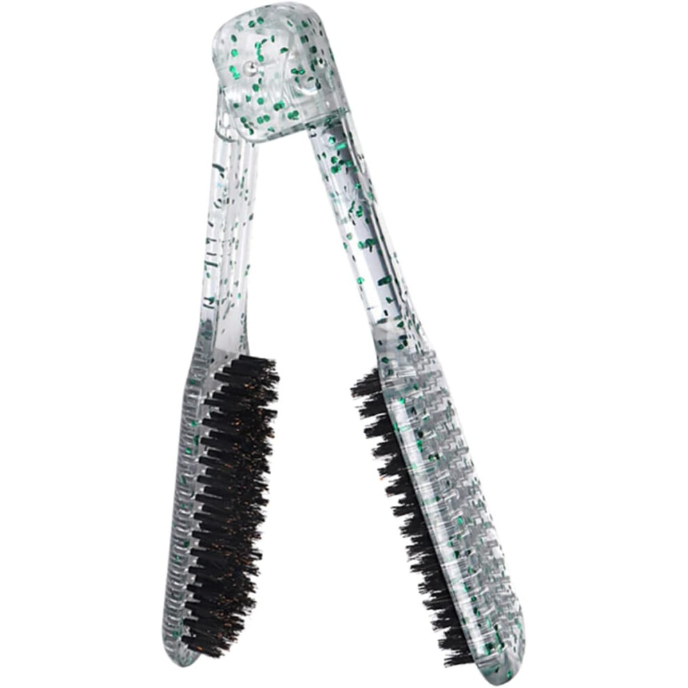 Hkhbjs Clamp Hair Straightener Brush With Double-Sided Pig Bristle Comb Green Hair Straightening Comb Styling Tool