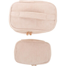 2er-Set Kosmetiktaschen aus Cord, Reise-Organizer für Damen und Mädchen, Kosmetikaufbewahrungsbeutel mit Reißverschluss, ideal für kleine Reisen