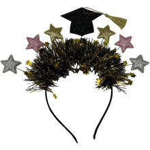 Acessório de faixa de cabeça de graduação Encantador cabelo de chapéu doutoral com estrelas brilhantes
