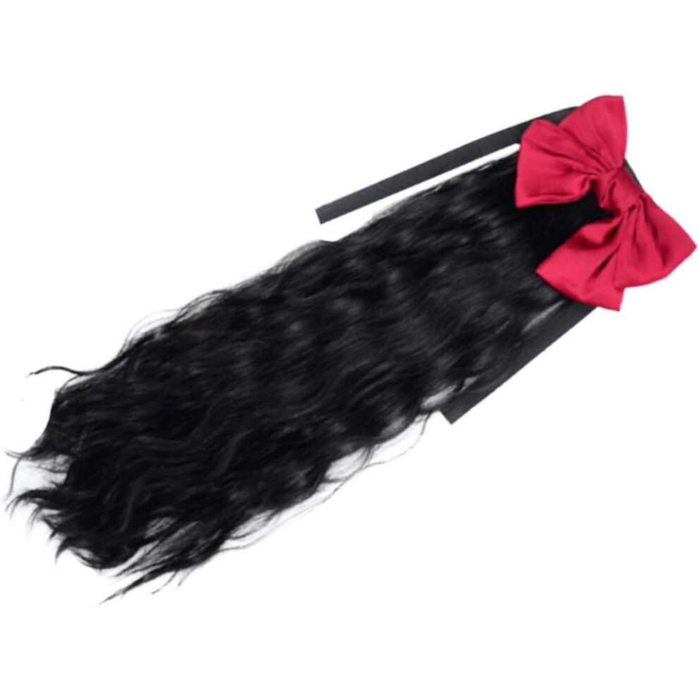 Hkhbjs Unisex Strappy Ponytail Wig Long Curly Hairpiece For Women Girls Ponytail Extension Hair Bow