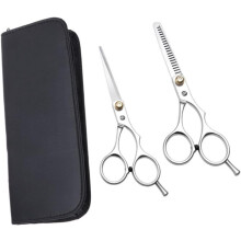 Friseurschere für professionelles Haarstyling, inklusive Flachschere und Zahnschere, Aufbewahrungstasche
