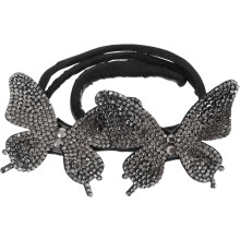 Vlinderhaarknotjesmaker set van 2 stuks met zwarte strass-steentjes, perfect voor vrouwen en meisjes om zelf haarknotjes te maken.