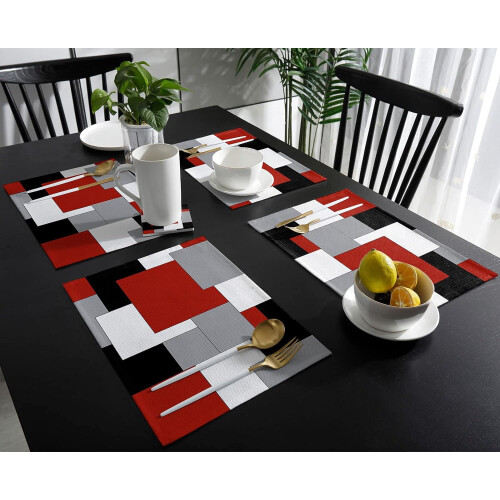 Tischsets mit abstraktem Farbblockmuster, 6er-Set 2