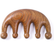 Fünfzinkiger Sandelholzkamm, Massagekamm aus Holz für Haarstyling und Kopfhautentspannung, tragbares Design für Frauen und Mädchen