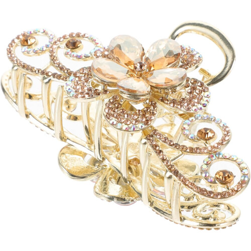 Große Strass-Haarspange mit doppelseitigem Blumenmuster