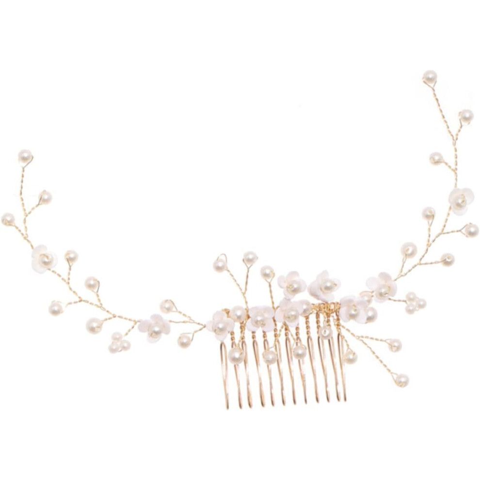 Hkhbjs Bridal Hair Accessories Pearl Hair Comb Flower Headpiece For Wedding Banquet Party