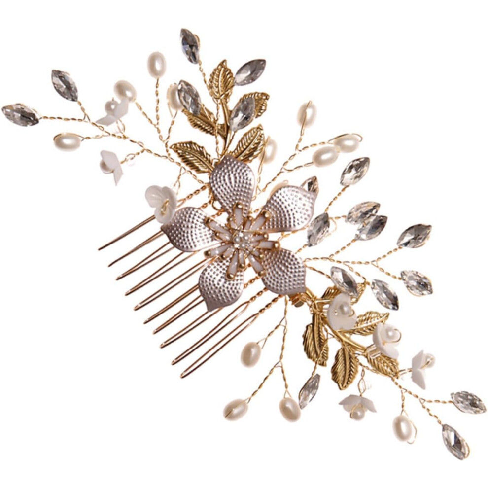 Hkhbjs Flower Hair Comb Pearl Comb Hair Accessories Decorative Bridal Headpieces For Bride