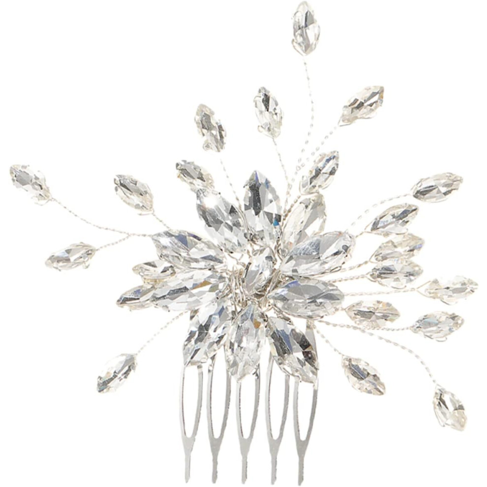 Hkhbjs Silver Bridal Hair Comb Rhinestones Elegant Crystal Headpiece