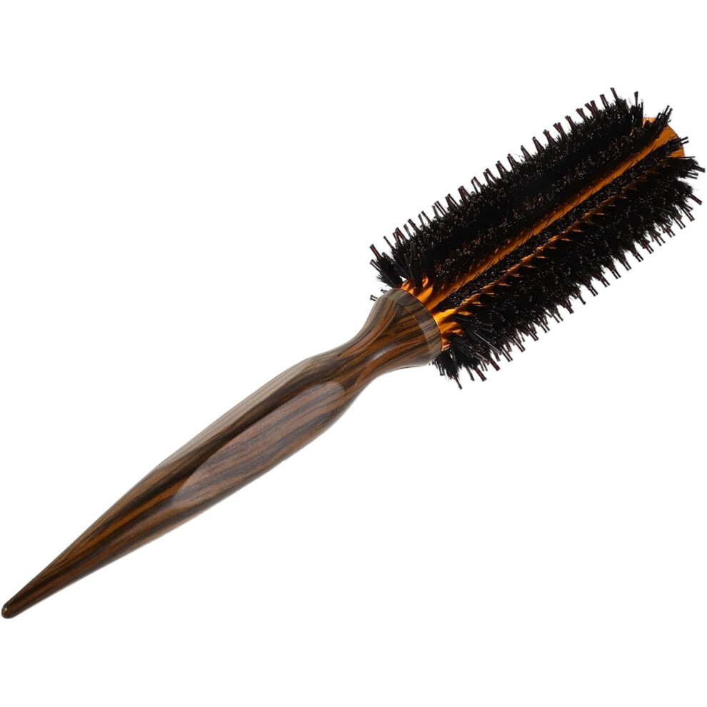 Hkhbjs Heat-Resistant Boar Bristle Hair Brush With Wooden Handle Compact Travel Roller Brush For Curling And Styling Short Hair And Beard