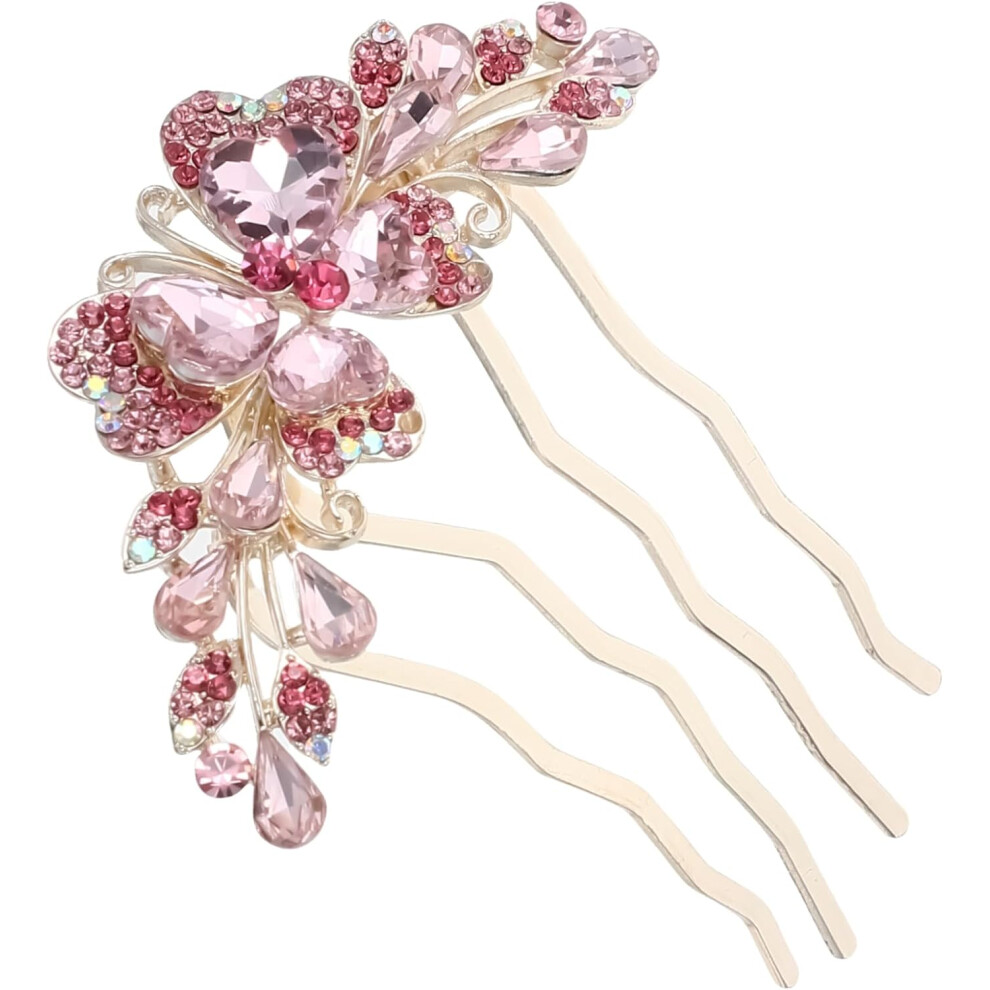 Hkhbjs Rhinestone Bow Hairpin Hair Comb Clip Girls Women Wedding Accessory For Side Back Hairstyle
