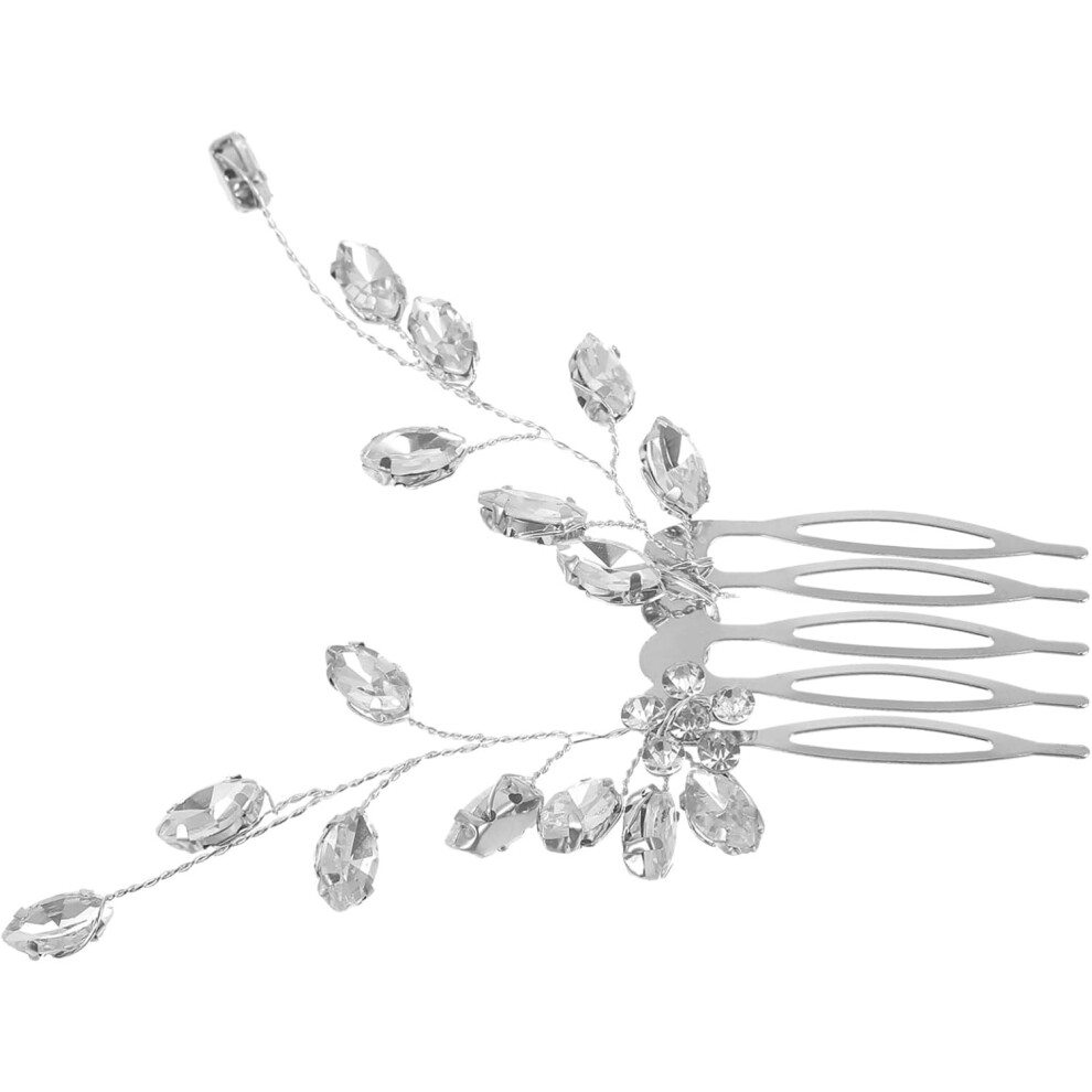 Hkhbjs Silver Small Side Comb Rhinestone And Leaf Design For Wedding Hair Accessories For Bride Bridal Shower Ceremony