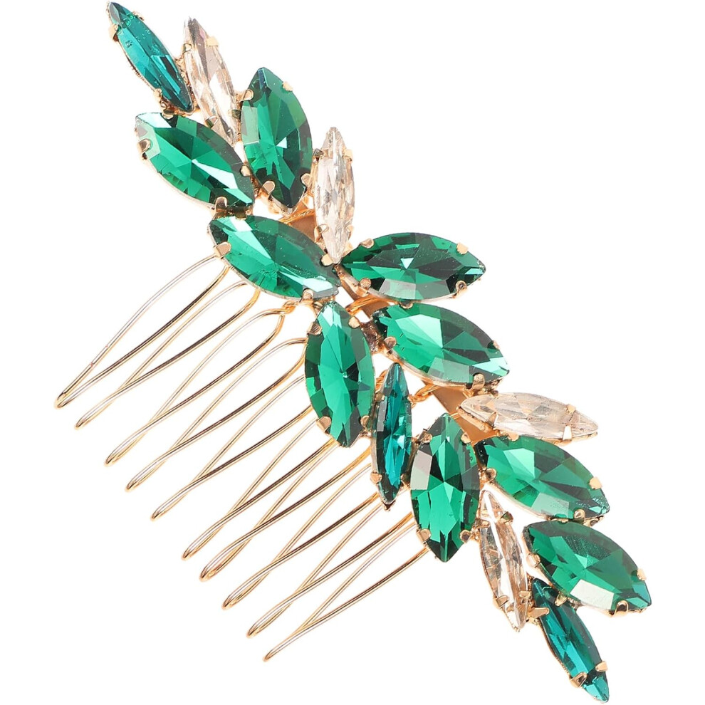 Hkhbjs Green Bridal Hair Comb Wedding Crystal Side Comb In Emerald For Birthday And Formal Events