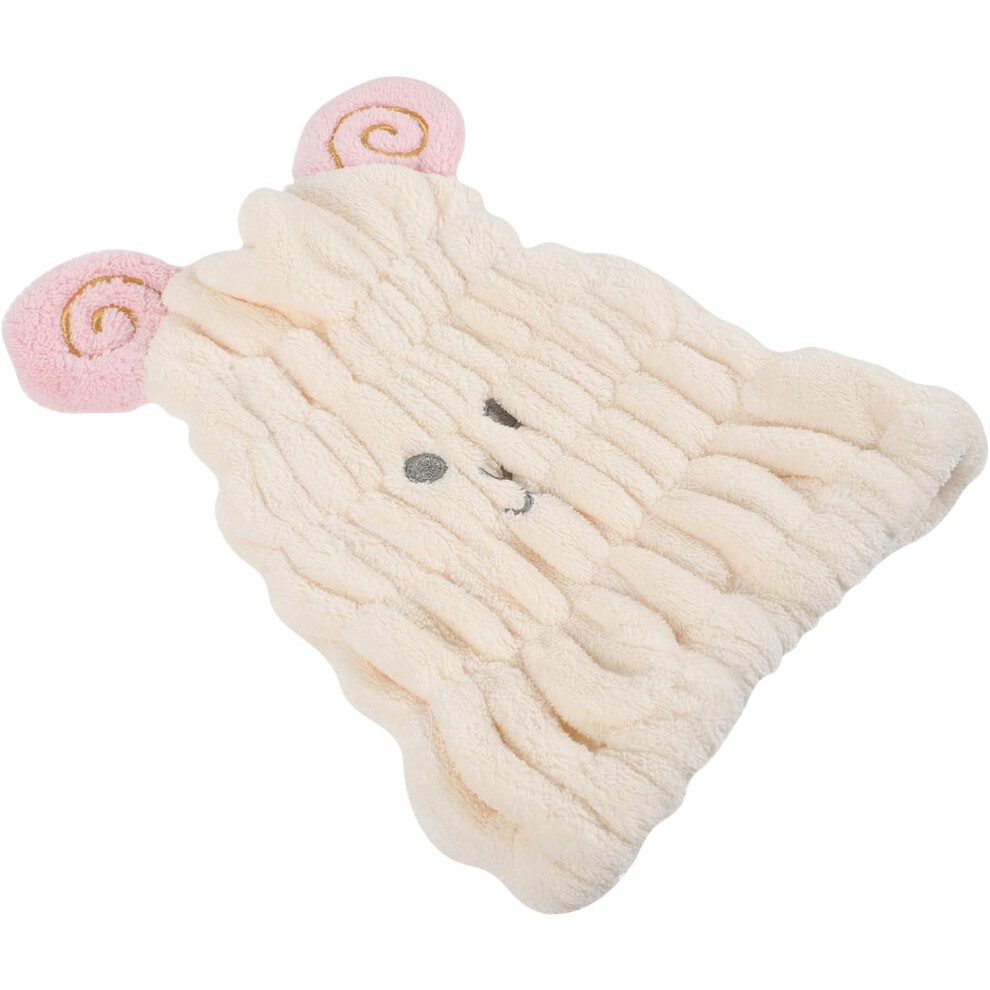 Hkhbjs Beige/Coral Animal Embroidered Hair Towel Super Absorbent Quick-Dry Bathing Hair Drying Wrap