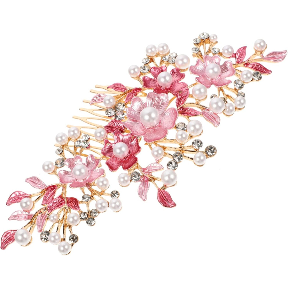 Hkhbjs Pink Girls Hair Comb Bridal Flower Headpiece Wedding Bridal Headpieces Rhinestones