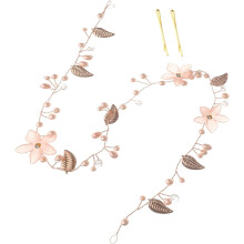 Blumenstirnband für die Braut – Haarschmuck, Hochzeitsschmuck, rosa Blumen und lange Blätter – für den Hochzeitstag