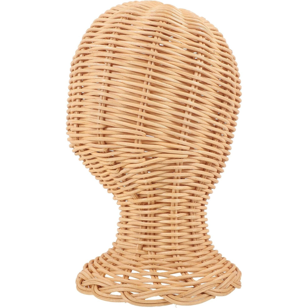 Hkhbjs Unisex Beige Rattan Woven Hat Holder Mannequin Shape Display Rack For Hats And Wigs