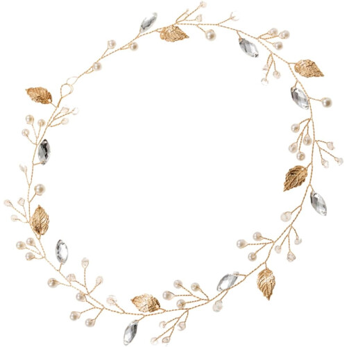 Αξεσουάρ μαλλιών Golden Leaf για νύφη, κορδέλα γάμου, νυφικό headpiece με στρας