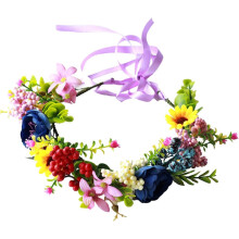 Blommigt pannband Brudhuvudbonad Hårkrans för kvinnor Konstblommor Huvudbonad för bröllopsfest Festival