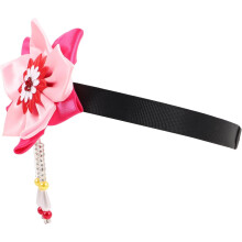 Traditionelles koreanisches Hanbok-Haarband mit rosa-roter Blumenquaste, Brauthaarschmuck für Frauen und Mädchen