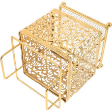 Vintage Make-up-Pinsel-Organizer aus goldfarbenem Metall für den Schminktisch – Make-up-Pinselhalterbecher