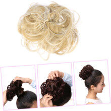 Scrunchie Elastische Wellen Locken Synthetik Haarknotenverlängerung Gold Wunderschön Blickfang für Damen Party
