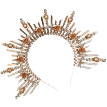 Lolita-Göttinnen-Kronen-Haarreif, dekoratives Haarband für Mädchen, goldener Kopfschmuck, geeignet für Partys und Cosplay