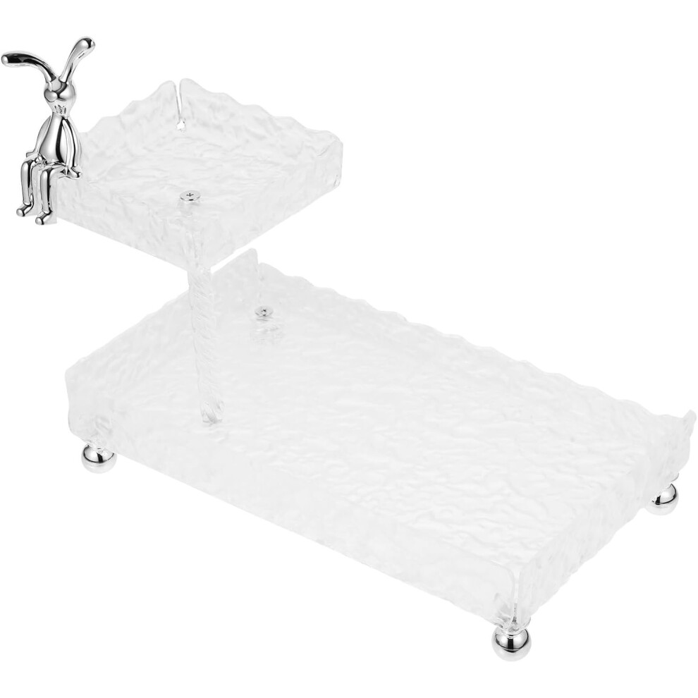 Hkhbjs Desktop Makeup Organizer With Double-Layer Acrylic And Stainless Steel Construction