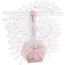 Spiral Nail Chart Display Stand for 60 False Nail Tips with Pink Hexagonal Base for Salon Practice