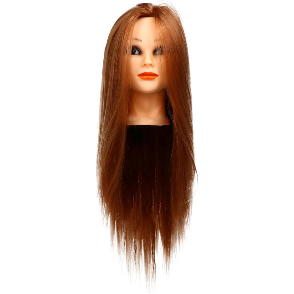 Hkhbjs Unisex Brown,Gold Cosmetology Mannequin Head With Synthetic Hair Gold Brown Styling Practice Head With Bracket For Hairdressing And Braiding Training