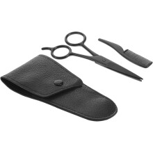 3-teiliges Set aus Schnurrbartschere und Bartschere mit Aufbewahrungstasche aus PU-Leder