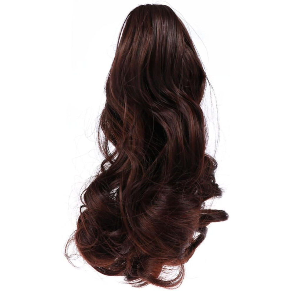 Hkhbjs Claw Synthetic Hairpiece Ponytail Hair Extension, Short Curly Clip In Wig, Chestnut Brown #2/33